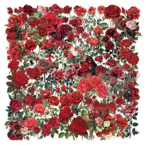 Rose Pattern Sticker, 50pcs/set Self Adhesive Decorative Stickers, DIY Decals for Water Bottle, Laptop, Phone Case, Scrapbooking, Journal Making, Protector, Decoration