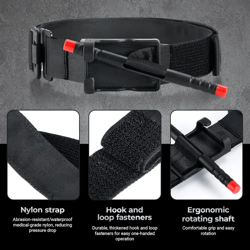 One-handed Operation First Aid Tourniquet, Adjustable Outdoor Emergency Tourniquet, Lightweight (2.9oz) Compact Design for Hiking, Camping, and First Aid Kit, Emergency Supplies