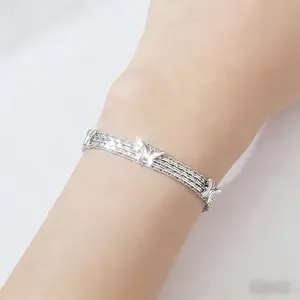 Butterfly Multi-layer Chain Bracelet, Dainty Textured Herringbone Style Bangle, Stackable Minimalist Statement Jewelry, Perfect Daily Wear & Valentine's Gift for Her