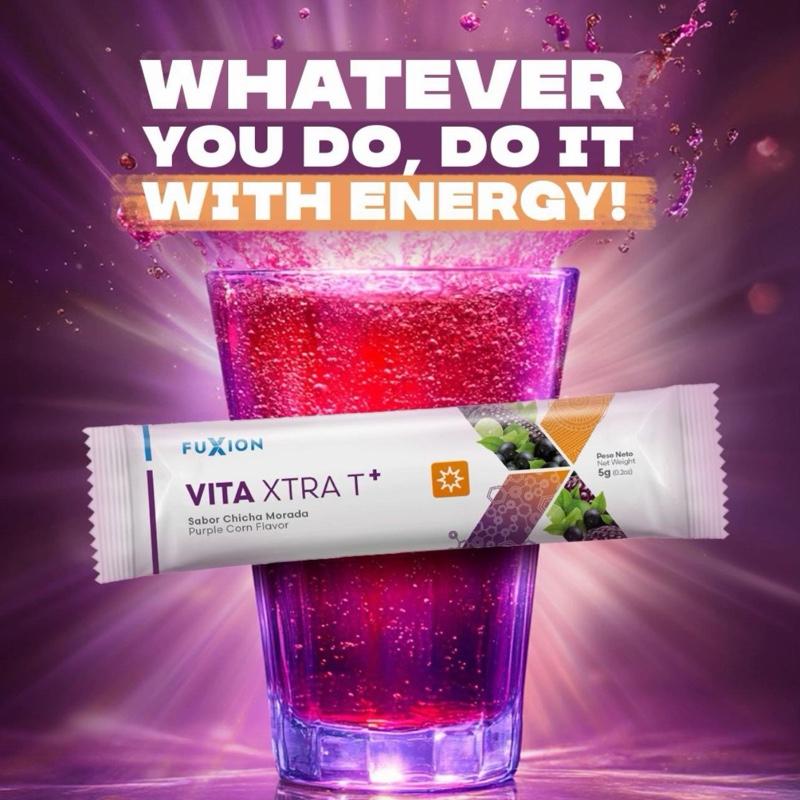 FuXion Vita Xtra T - Fast Acting Energizing Herbal Tea - Energy Boost Powder - Natural Vitality Support - 28 Sticks Beverage Vitamin Drink Flavor