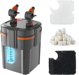 VEVOR 343GPH Canister Filter, 4-Stage External Aquarium Filter with Timed Light, Powerful Pump, Water Circulation Cleaning with Media for Large Fish Tanks & Aquariums Up to 125 Gallons, for Freshwater