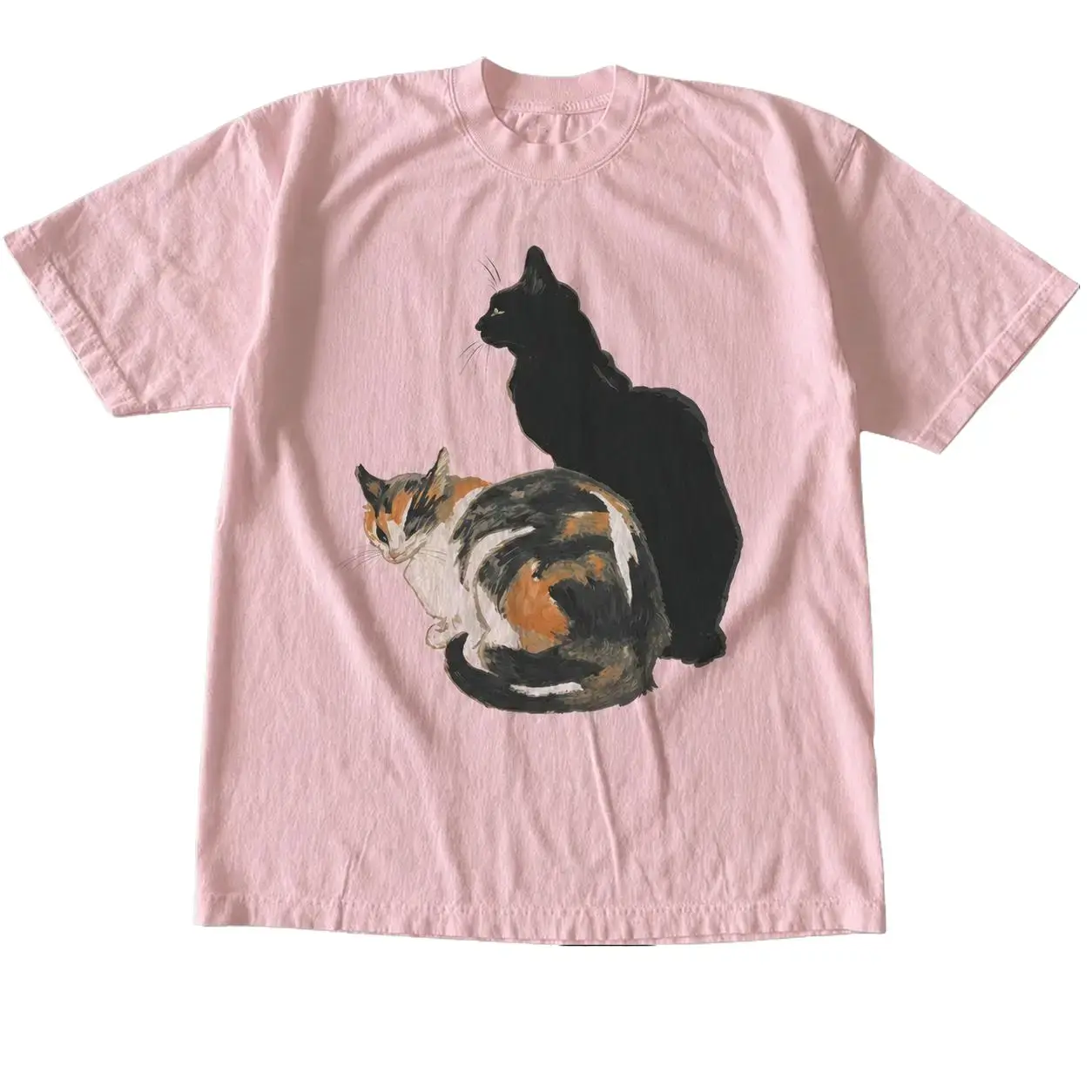 Y2K Vintage Cat Graphic Tee, Cute Black & Calico Cat Shirt, Cottagecore Pet Lover T-Shirt, Unisex Aesthetic Top