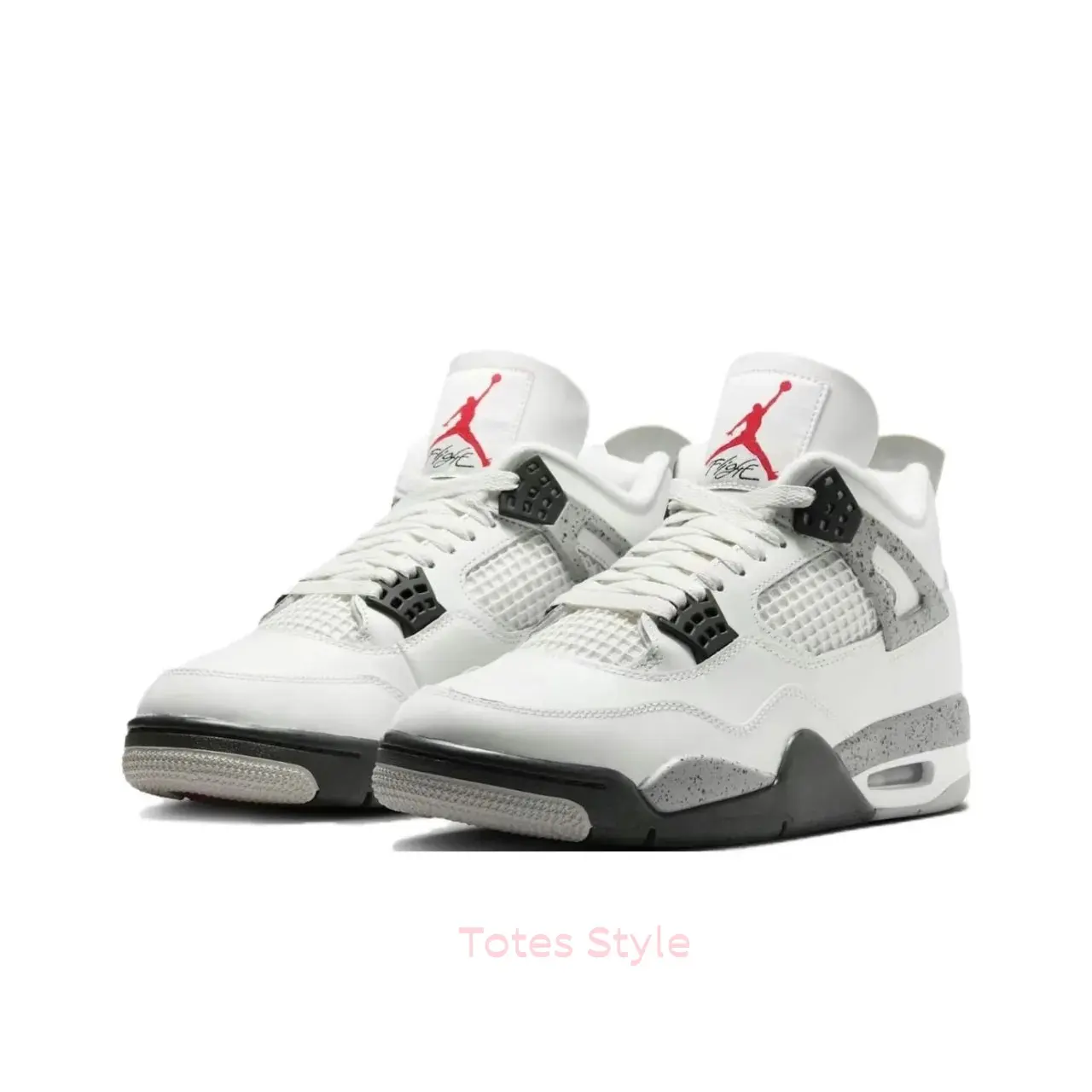 Retro Mid-Top Basketball Shoes in White Cement Colorway with Leather and Mesh