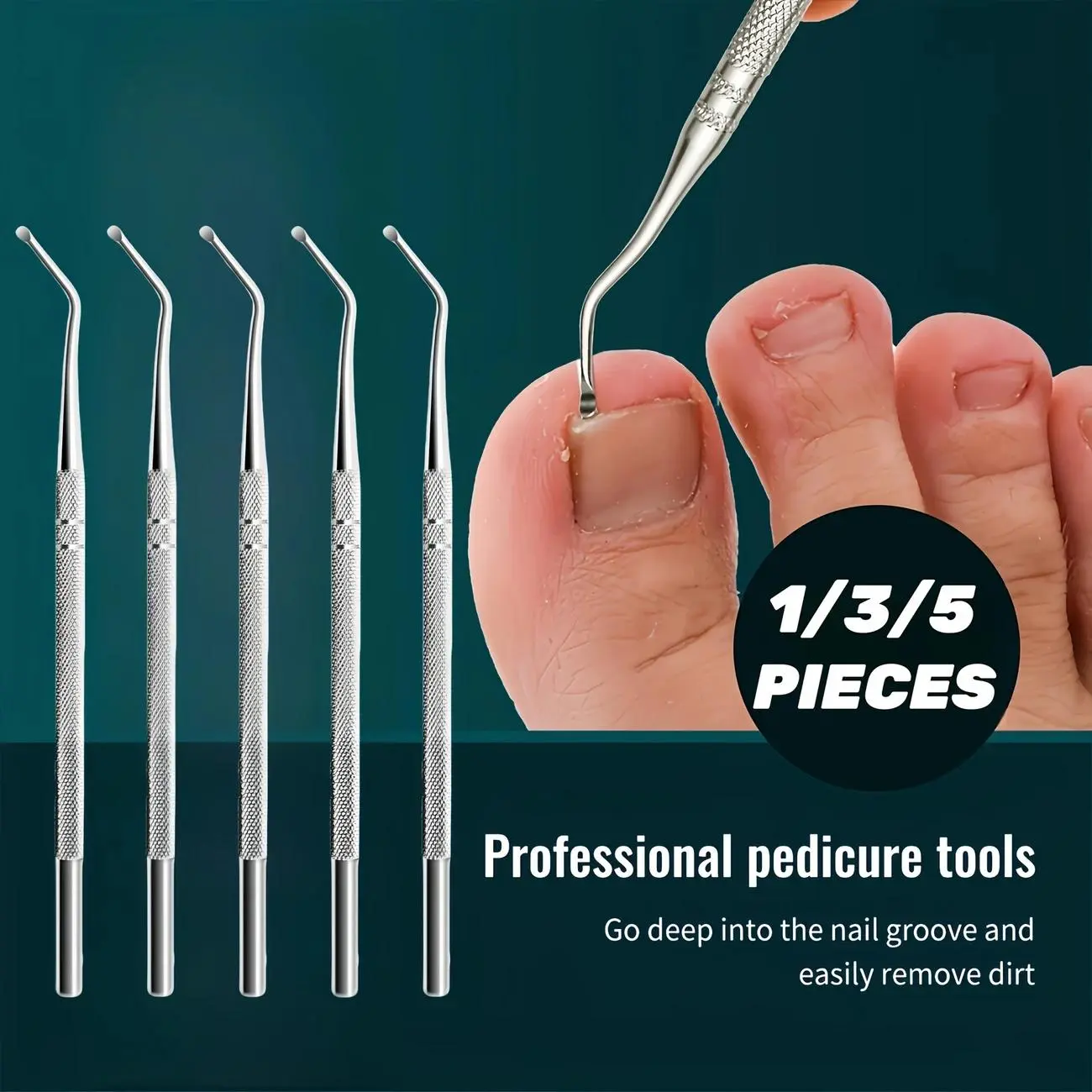 Stainless Steel Toenail Cleaner Repair Tools Curved Nail Spoon Removing Dirt Anti Slip Grip Foot  Deep Cleaning of Nail Grooves