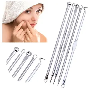 Four-Piece Blackhead Removal Acne Tool Kit, Dual-Head Pimple Extractor Stainless Steel, Whitehead Remover, Facial Tools with Plastic Box, Blackhead Cleansing Tool, Pore Tweezer Tools