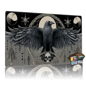 Dark Crow Mtg Game Mat 14x24 Inch, Non-Slip Washable Tcg Card Board Playmat, Dual-Needle Stitched Edges, Multi-Purpose Desk Mouse Pad