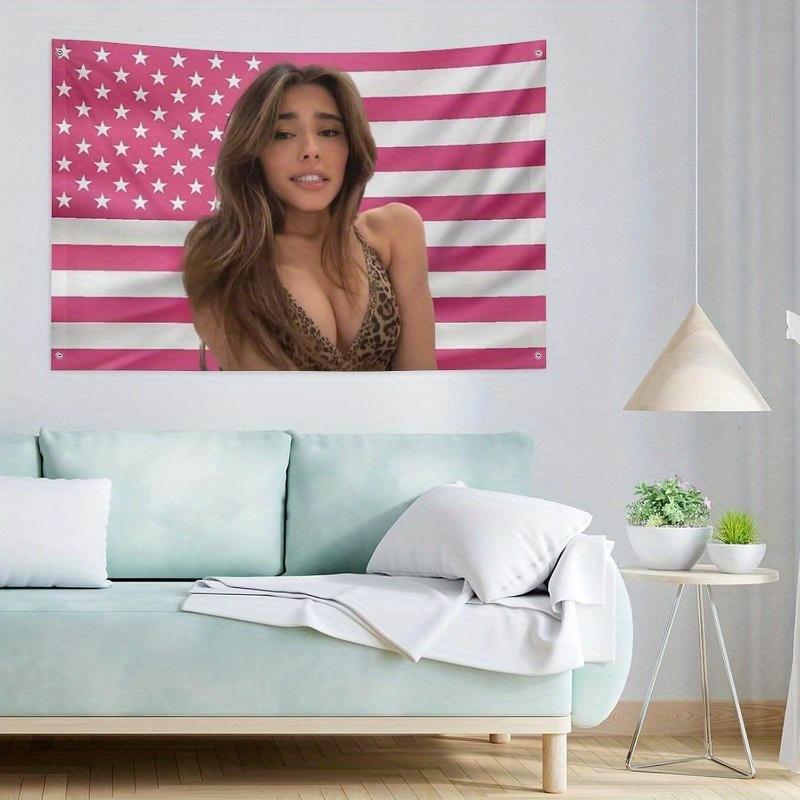 New 1Pc Outdoor Home Art Madison Decoration Aesthetic Wall Hanging Tapestry American Flag Design With Woman'S Face Durable 100% Polyester Solid Color Decorativevalentine's gift for bf
