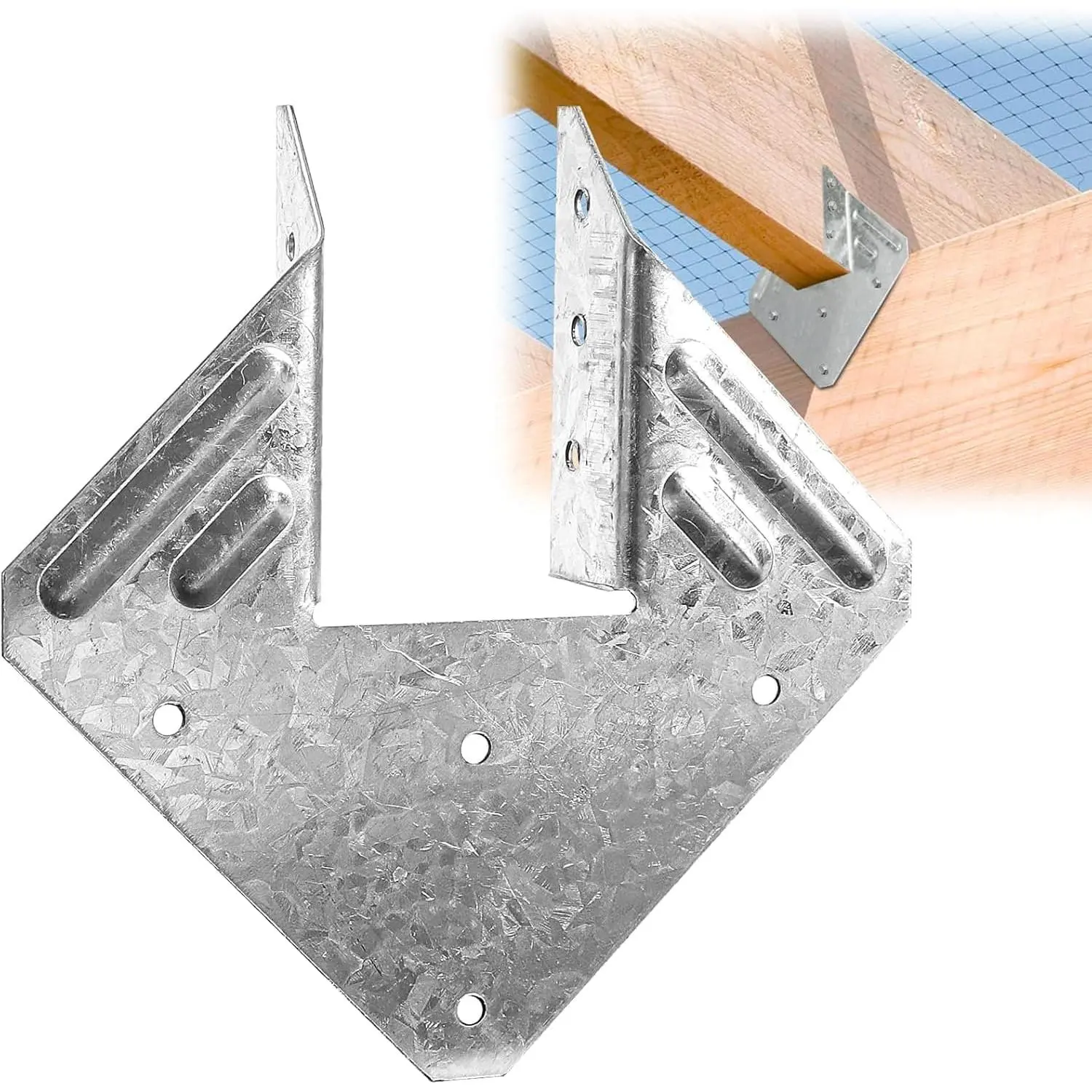 24 Pack 16-Gauge Hurricane Ties for Rafter, Heavy Duty Hurricane Straps, Robust Hot Dip Galvanized Rafter Ties Brackets, Joist Hangers for 2X Deck Joists