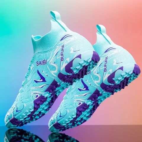 Professional Soccer Shoes TF Studs Men's Training Sneakers Outdoor Indoor Sports Shoes Durable Anti-Slip Breathable Competition Shoes Soccer Footwear