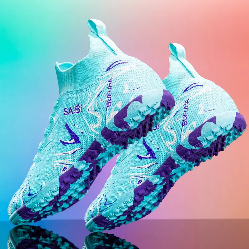 Professional Soccer Shoes TF Studs Men's Training Sneakers Outdoor Indoor Sports Shoes Durable Anti-Slip Breathable Competition Shoes Soccer Footwear