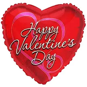 PMU Valentines Day Heart Red Ribbon 18 Inch Mylar-Foil Balloon Valentines Day, Proposal, Special Events, Photo Props Party Decoration and Accessories