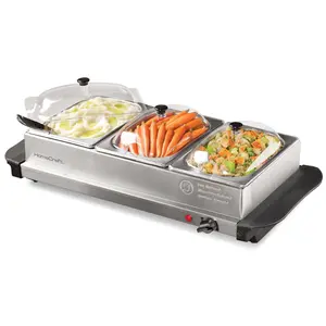 HomeCraft 3-Station 1.5-Quart Stainless Steel Buffet Server & Warming Tray