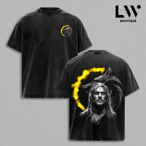 The Witcher Movie T-Shirt | Geralt of Rivia Monster Hunter Tee | Vintage Washed Oversized Fit | Heavyweight Cotton Graphic Shirt | Dark Medieval Fantasy Streetwear | Unisex