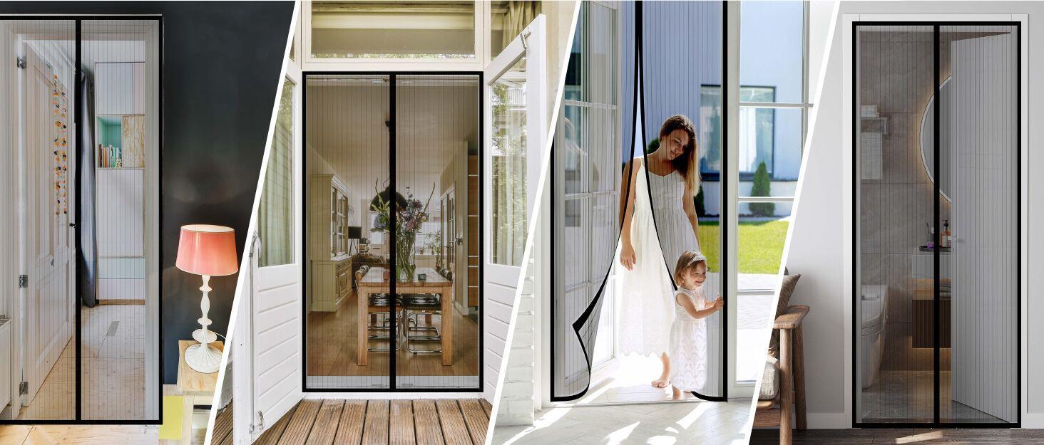 2026 New Magnetic Screen Door,Self Sealing Magnets, Easy Install Screen Doors with Magnets,Pet & Kid Friendly Fall Freshness springtok,Black