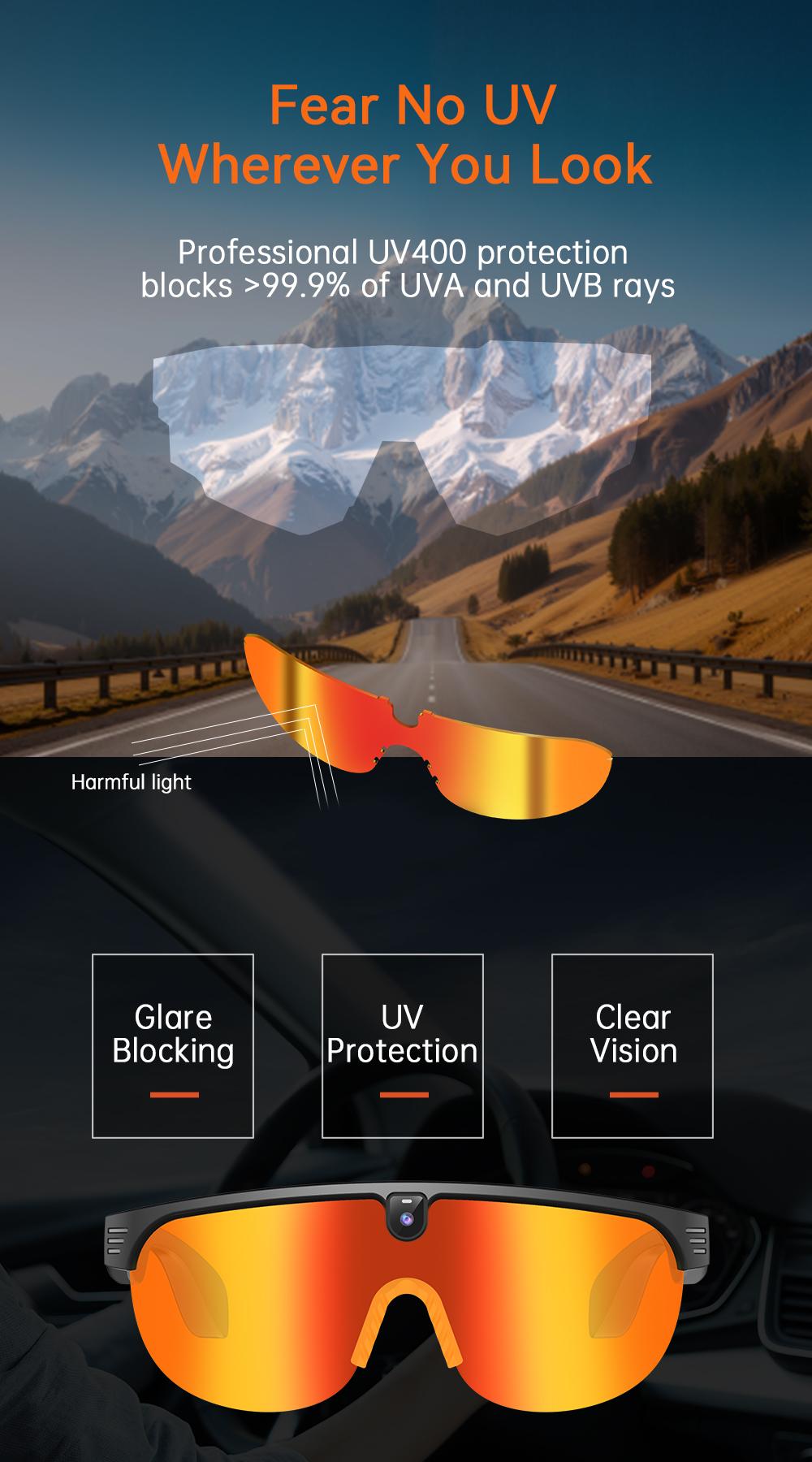 2026 AI Smart Glasses with Camera Dust UV Proof Cycling Sports Goggles- HD Video Recording Glasses with Audio, Music Playback, Wireless Call, Touch Control, Real-Time Translation, AI Object Recognition, for Men Women, Translation Glasses