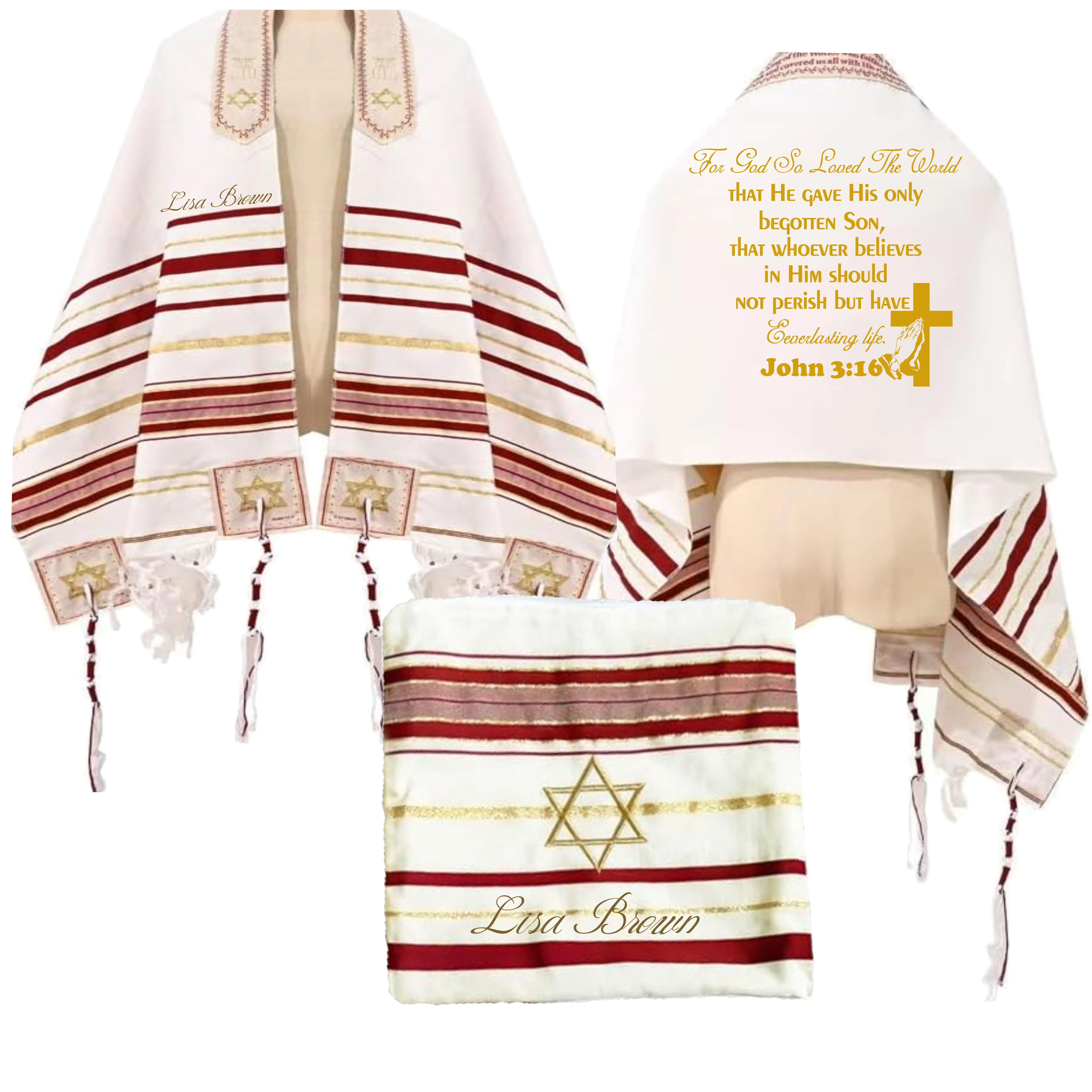 Personalized Prayer Shawl with Name & Scripture | Christian Messianic Tallit | Faith-Inspired Comfort Gift for Men & Women