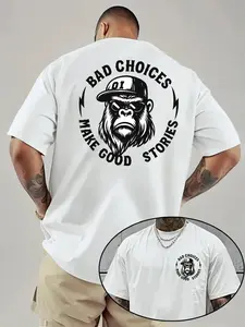 Bad Choices Make Good Stories Chimpanzee Print Men's T-shirt, Menswear