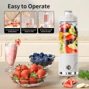 Smart Multimode Juicer Blender 650ML 16000RPM High Power Portable Smoothie Blender USB Type-C Rechargeable with 6-Leaf 304 Stainless Steel Blades 4000mAh Battery Detachable Dishwasher-Safe Cup Lid Pop-Top Lid CE ROHS FCC Certified for Home Gym Travel