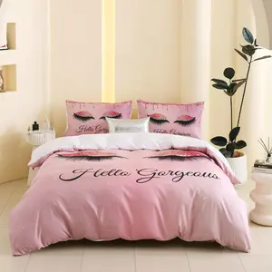 Eyelash Pattern Bedding Set, 3 Counts/set Including 1 & 2 Pillowcase without Filler, Soft Comfortable Bedding Set for Home Bedroom Duvet Cover Sets