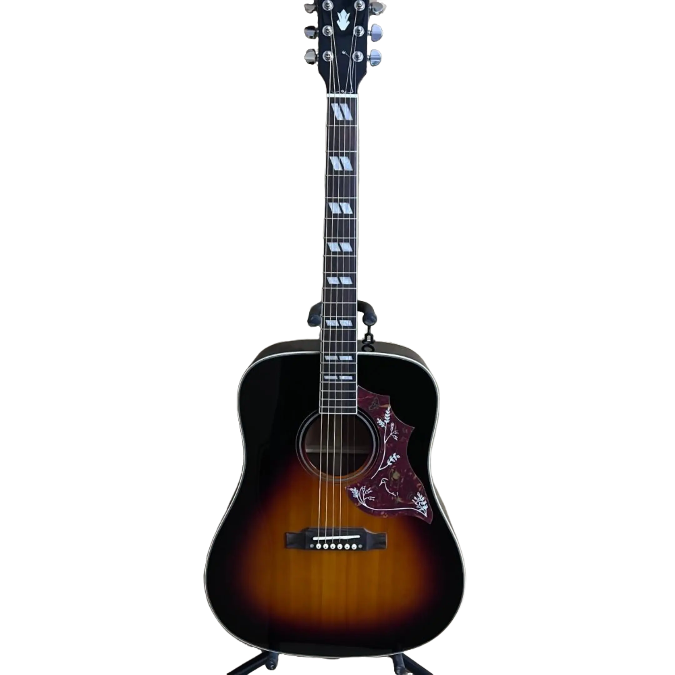 Stylish 6-String Hummingbird Acoustic Guitar for Advanced Players, Right Handed, Spruce Body, Rosewood Fretboard, 20 Frets, Fully Enclosed Tuners, Sunset Color, Extensive Note Range, Smooth Playing Experience for Live Performances
