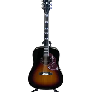 Professional 6 Strings Sunset Color Hummingbird Acoustic Guitar Rosewood Fretboard Fully Enclosed Buttons 20 Frets