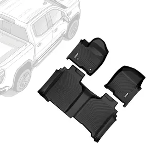 OEDRO Floor Mats Fit for 2019-2025 Chevrolet Silverado/GMC Sierra 1500 & 2020-2025 Chevrolet Silverado/GMC Sierra 2500HD/3500HD Crew Cab TPE Floor Liner, No Rear Underseat Storage Box