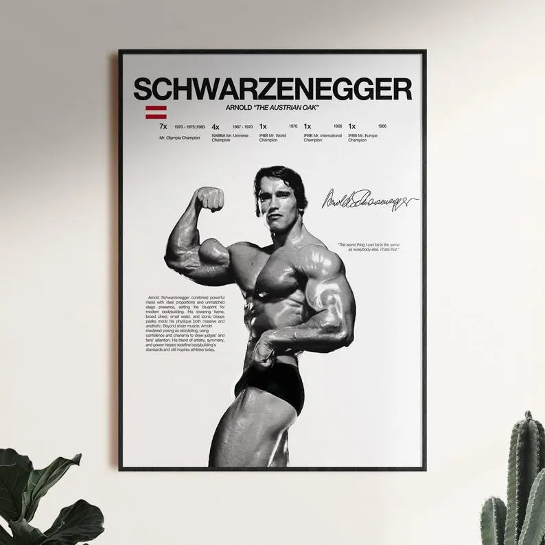 Arnold Schwarzenegger Poster, Bodybuilding Wall Print, Mr Olympia Poster, Bodybuilder Digital Print, Gym Fitness Motivation Gift, Gym Art