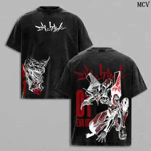 Eva Unit-01 Tee Washed Neon Genesis Evangelion Vintage Washed Heavy Cotton Oversized Anime Manga T-Shirt Hoodie, Berserk Mode Double Printed Retro Unisex Streetwear Graphic Top, Shinji Ikari NERV Mecha Psychological Anime Edition, Japanese Anime Merch