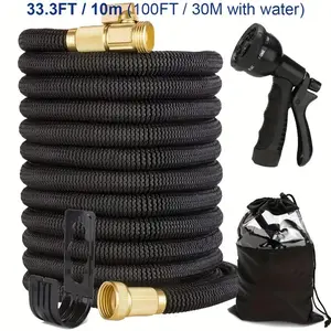 Upgraded 100FT Expandable Garden Hose, Kink Free Flexible Water Hose with 8 Function Spray Nozzle, Lightweight Durable Expandable Hose for Yard Watering, Car Washing, Outdoor Cleaning, Black tiktokshopspringglowup
