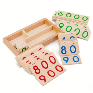 Wooden Number Cards 1-9000, Montessori Math Learning Toy, Color Matching Educational Tool for Preschool Kids
