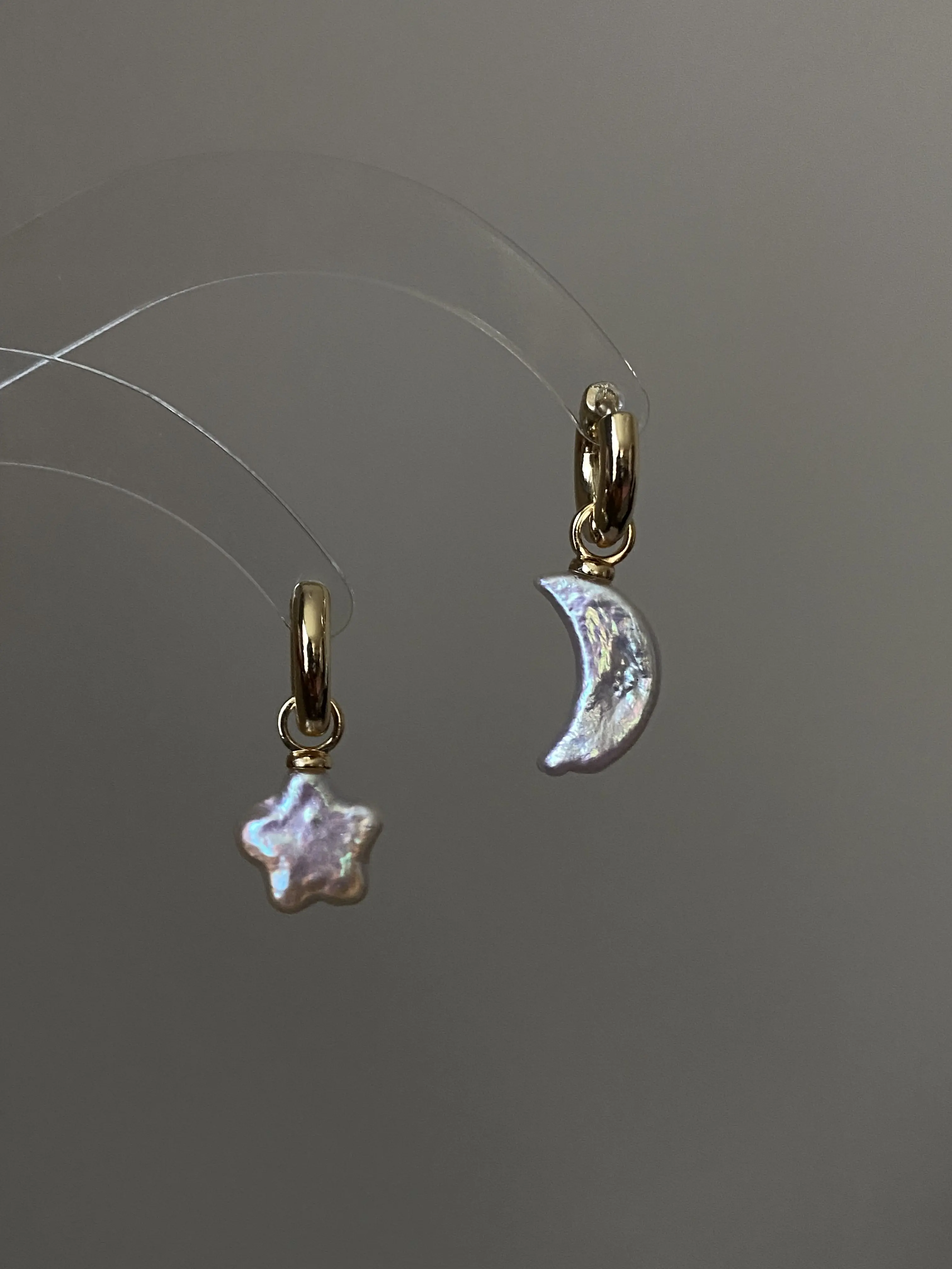 Star Stud earring dangle drop Baroque pearl earring Star Stud earring dangle drop Baroque pearl earring