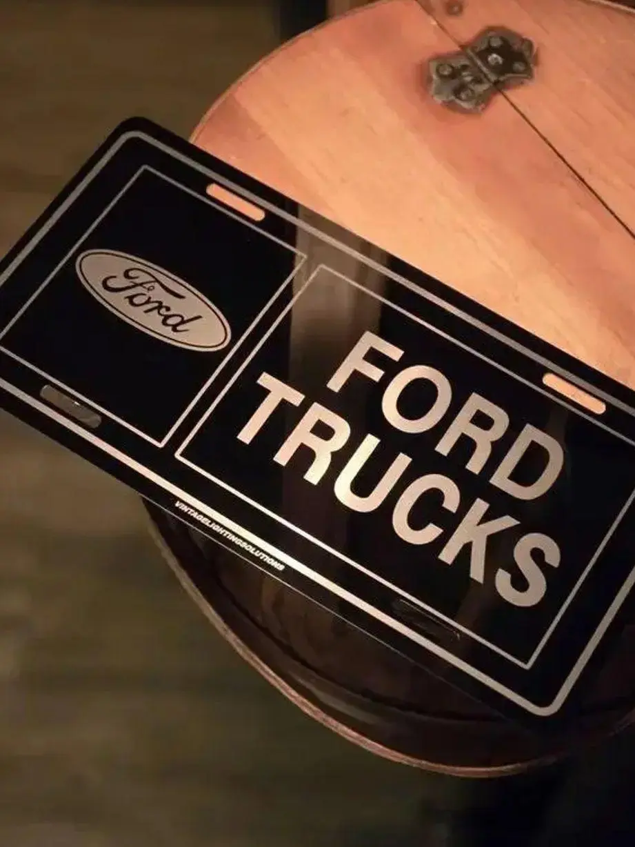 Vintage Ford Trucks License Plate 100% Aluminum 12"" x 6"" with Pre-Drilled Holes for Easy Installation