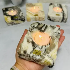 Mexican Onyx Crystal Candle Holder - coloration will vary