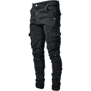 HUNGSON Men's Slim Fit Stretch Jeans Ripped Skinny Jeans for Men, Distressed Straight Leg Fashion Comfort Flex Waist Pants
