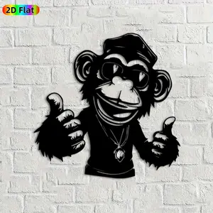 1pc Cool Monkey Metal Wall Art, Stylish Monkey Statue Mural, Ideal Gift for New Year, Easter, Animal Decor Enthusiasts, Weather-Resistant Metal Wall Decor Wall Sculptures, Perfect for Living Room Wall & Garden Fence, Charming Home Decor Accent
