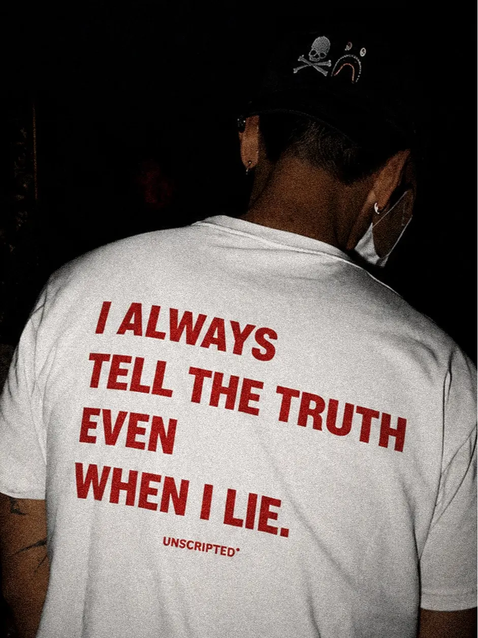 Classic Graphic T-Shirt for Men, Heavy Cotton Shortsleeve Casual Tops with Sarcastic 'Liar' Quote Vibe, Menswear, Print, Round Neck