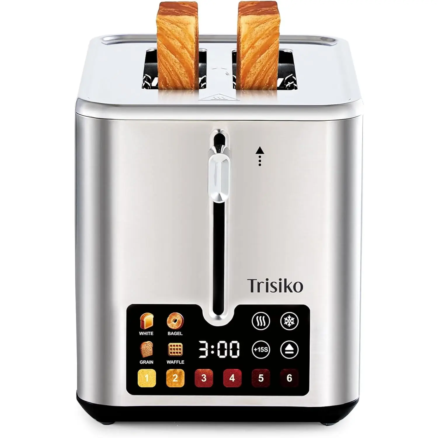 2 Slice Stainless Steel Smart Kitchen Toaster - 11*6in, Digital Timer, Extra Wide Slots, 15s Boost, Reheat/Defrost/Cancel Functions, Compact Design, Easy to Clean, Modern Touch - Ideal for Home, Office Use