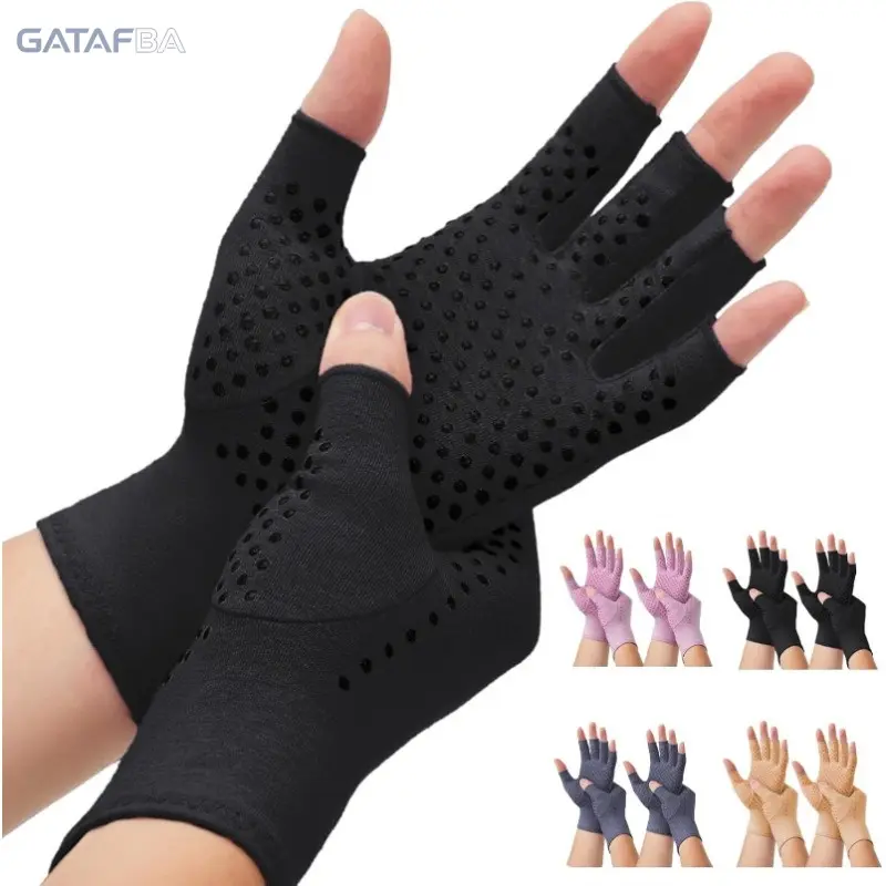 Fingerless Compression Gloves Unisex, Breathable Non Slip Half Finger Gloves, Elastic Comfortable Hand Support Gloves For Workout Cycling Gym Fitness Daily Outdoor Activities