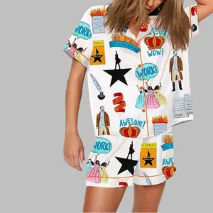 Hamilton Musical Inspired Satin Pajama Set – Broadway Theater Lover Sleepwear for Women