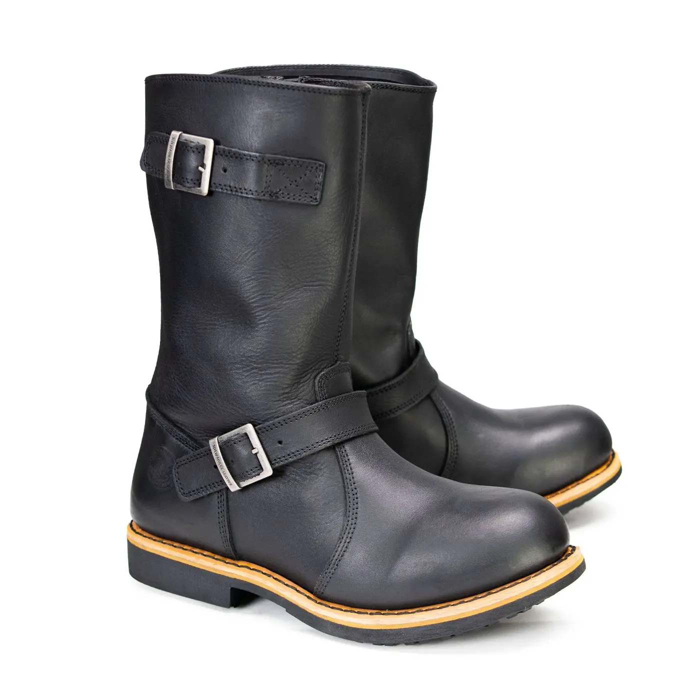 ML Men's Black Leather Engineer Motorcycle Riding Boots