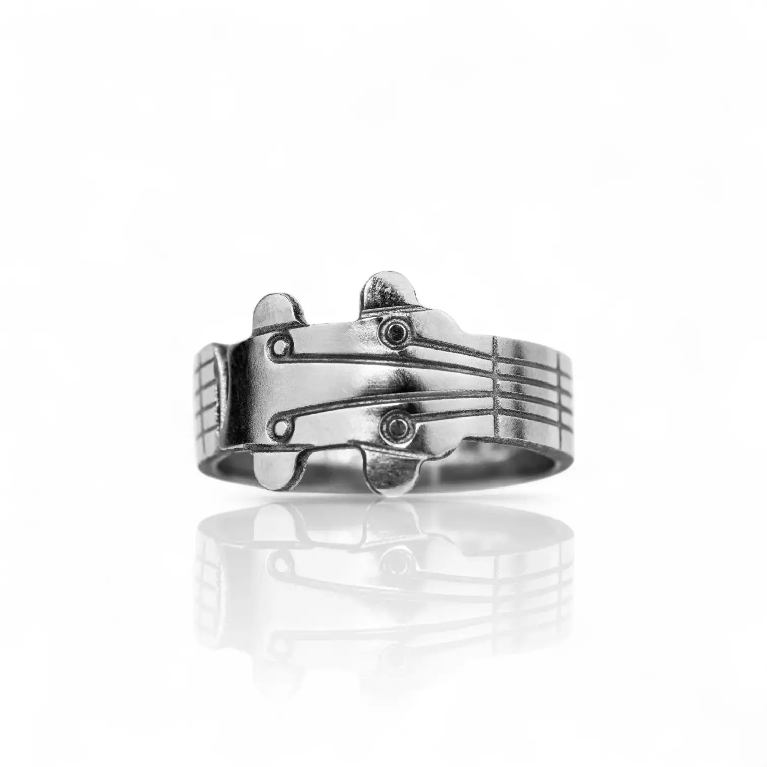 Eternal Riff - Handcrafted Stainless Steel Guitar Spoon Ring Eternal Riff - Handcrafted Stainless Steel Guitar Spoon Ring