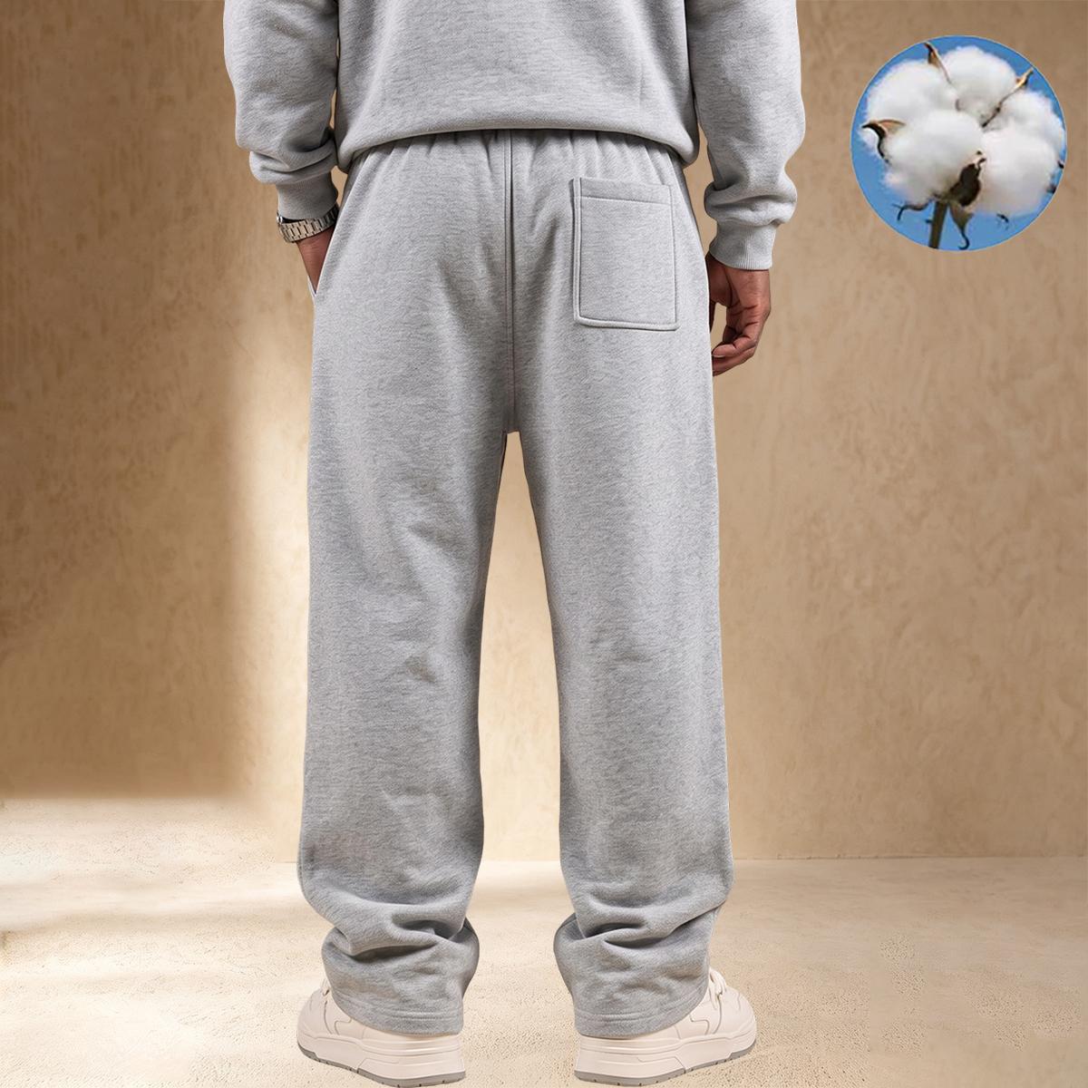 【JOGWAVE】Men's Solid Colors Clothes, Loose Straight-Leg Pants with Simple Cut, Standard Size, Spring-Autumn Knit Soft Stretchy Fabric, Drawstring Waist, Side Pockets, Outdoor Casual Fitness Sportswear