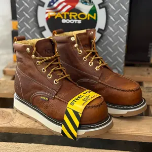 714 Steel Toe Light Brown Bota De Trabajo Para Caballero Mens Heavy Duty Work Boots