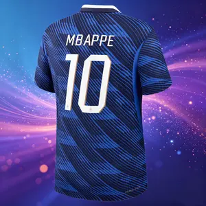 2026 France 10# Mbappe Home and Away Soccer Jersey 7# Dembele LongSleeve and Short Sleeve Jersey Blue
