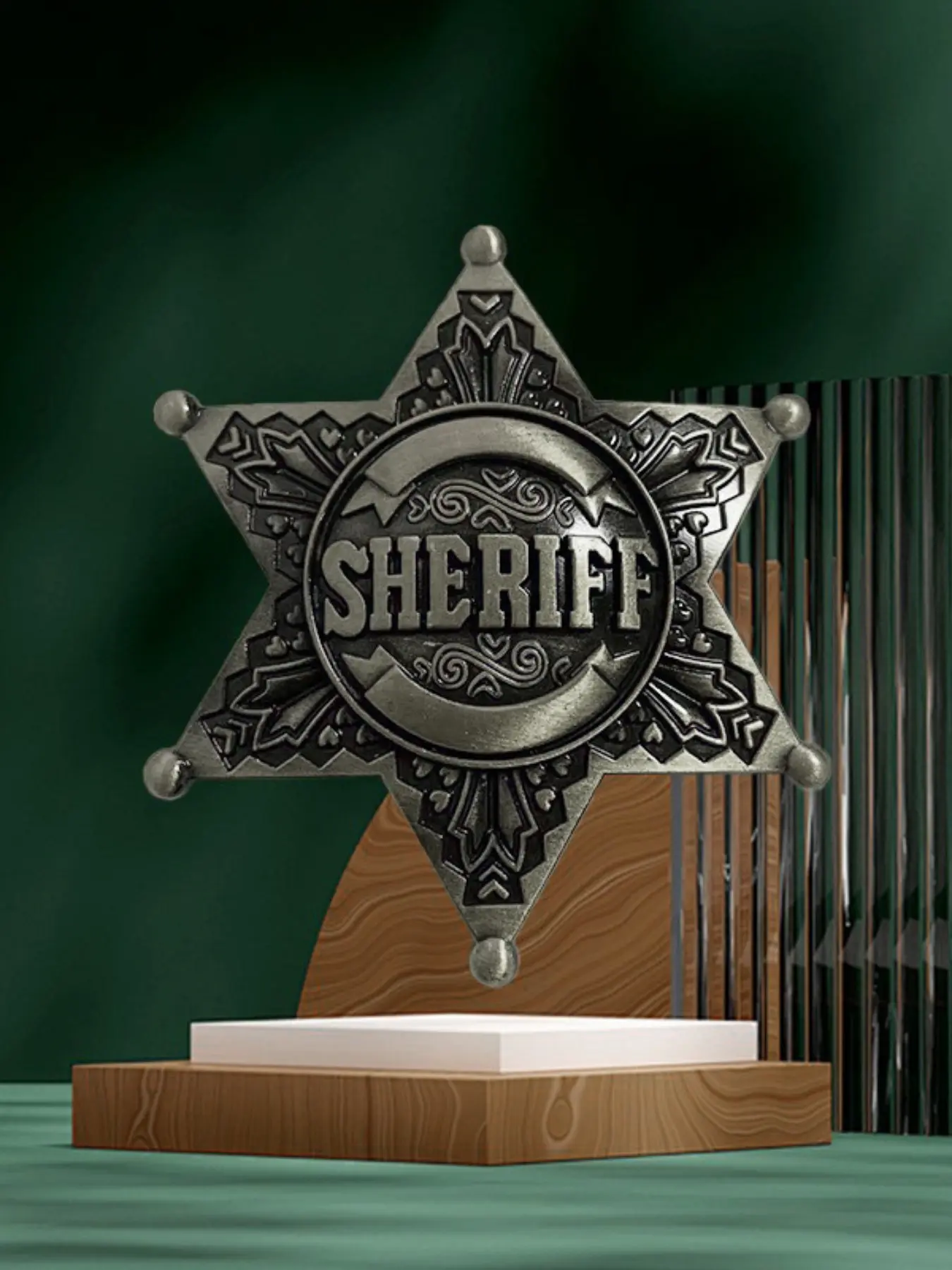 Popular Christmas Sheriff Star Brooch, Six-Pointed Badge for Honor, Creative and Exquisite Design Gift Accessory