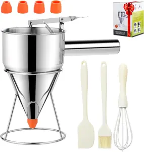 20oz Pancake Batter Dispenser, Stainless Steel Funnel Cake Dispenser with 4  Nozzles,  for Pancakes, Cupcakes, and Funnel Cakes