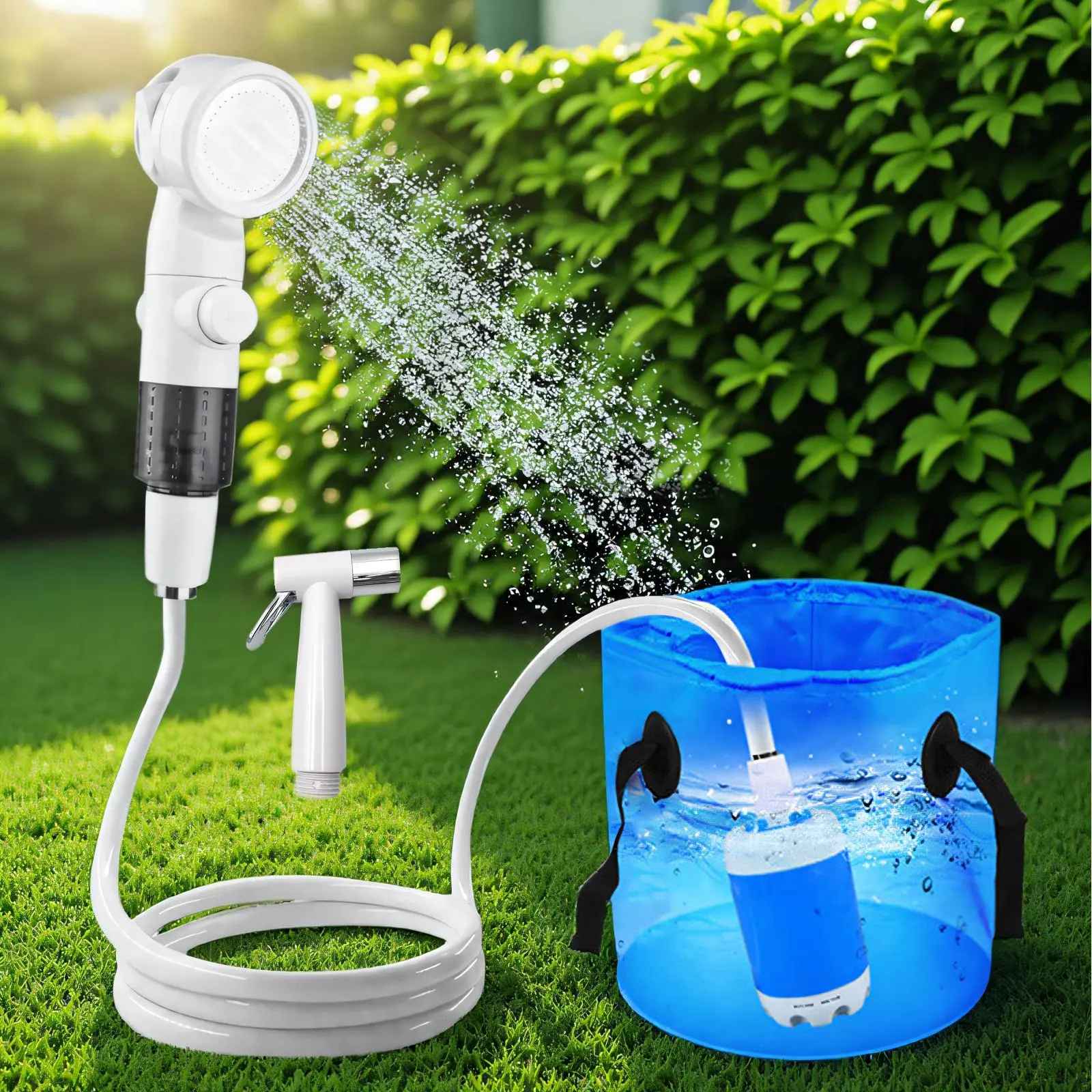 YYT1 Portable Water Pump Shower Head Set, Multifunctional Outdoor Camping Car Washing Tool, Camping Showerhead, Suitable Home Yard Cleaning, Car Pet Shower Equipment, Camping Accessories, Camping Gear