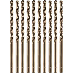 1/8" inch Cobalt Drill Bits(10Pcs), M35 HSS Metal Jobber Length Twist Drill Bit Set for Hard Metal, Stainless Steel