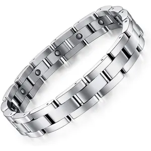 Titanium Magnetic Bracelet for Men | Stainless Steel Therapy Link Bracelet, Adjustable Jewelry Gift for Him