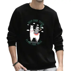Planet Friendly Llama Sloth Sweatshirt with Earth Day Happy Trees Print